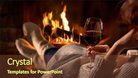  Presentation with white wine and red - Audience pleasing presentation theme consisting of resting with glass of red backdrop and a tawny brown colored foreground