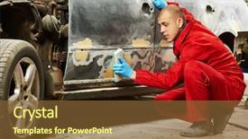  Presentation with mechanic shop - Amazing presentation theme having restorant - auto mechanic worker sanding polishing backdrop and a tawny brown colored foreground