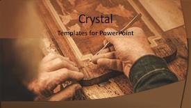  Presentation with decor - Audience pleasing presentation theme consisting of restorant - close-up of restorer hands working backdrop and a red colored foreground