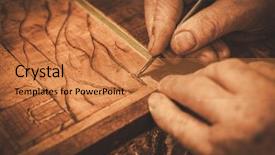  Presentation with antique - Colorful slide deck enhanced with restorant - close-up of restorer hands working backdrop and a coral colored foreground