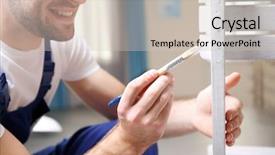  Presentation with fried egg close up view - PPT theme enhanced with restorant - close up view of decorator background and a soft green colored foreground