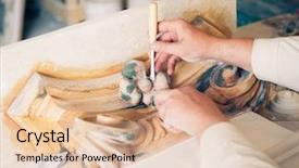  Presentation with decor - Cool new presentation theme with restorant - hands of restorer working backdrop and a lemonade colored foreground