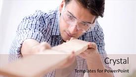  Presentation with woodworking - Amazing slide set having restorant - young man in woodworking hobby backdrop and a coral colored foreground