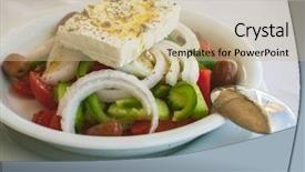  Presentation with salad - Slide set consisting of restorante - greece food - vegetable salad background and a  colored foreground