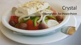  Presentation with salad - Presentation design featuring restorante - greece food - vegetable salad background and a  colored foreground