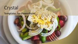  Presentation with food green earth - Presentation theme with restorante - greece food - vegetable salad background and a  colored foreground