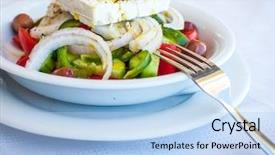  Presentation with salad - Amazing presentation having restorante - greece food - vegetable salad backdrop and a  colored foreground
