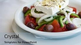 Presentation with salad - Colorful presentation theme enhanced with restorante - greece food - vegetable salad backdrop and a  colored foreground