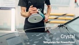  Presentation with paint - Presentation theme having restore the paint of car background and a gray colored foreground