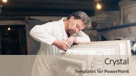  Presentation with railway workshop india - Amazing PPT layouts having restorer working with gypsum model backdrop and a soft green colored foreground