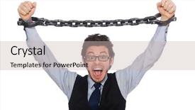  Presentation with chain - Presentation consisting of male employee isolated on white background and a soft green colored foreground