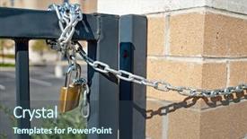  Presentation with padlock - Cool new slides with padlock locked gate backdrop and a tawny brown colored foreground