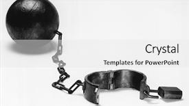  Presentation with chain - Amazing PPT theme having restraint - ball and chain b w backdrop and a white colored foreground