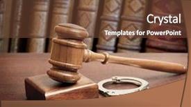  Presentation with restraint - Audience pleasing slide deck consisting of restraint - gavel and handcuffs on book backdrop and a tawny brown colored foreground