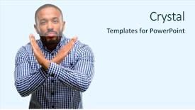  Presentation with beard - Theme enhanced with restriction isolated over blue background and a sky blue colored foreground