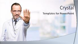  Presentation with medical sign - PPT theme having restriction maybe pushing at hospital background and a pink colored foreground