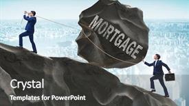  Presentation with borrowing - Presentation theme featuring restructuring - business concept of debt background and a dark gray colored foreground