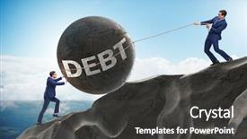  Presentation with borrowing - Beautiful presentation theme featuring restructuring - business concept of debt backdrop and a dark gray colored foreground