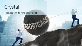  Presentation with borrowing - Presentation theme enhanced with restructuring - business concept of debt background and a sky blue colored foreground