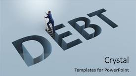  Presentation with borrowing - PPT layouts featuring restructuring - businessman in debt and borrowing background and a light blue colored foreground