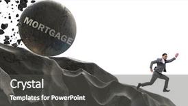  Presentation with business loan - Colorful slides enhanced with restructuring - businessman in debt loan business backdrop and a dark gray colored foreground