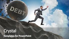  Presentation with business loan - Audience pleasing presentation theme consisting of restructuring - businessman in debt loan business backdrop and a dark gray colored foreground