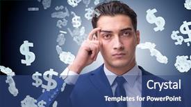  Presentation with dollar - Amazing PPT theme having restructuring - businessman in dollar financial concept backdrop and a ocean colored foreground