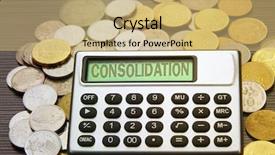  Presentation with calculator - PPT theme enhanced with restructuring - coins and silver calculator background and a coral colored foreground