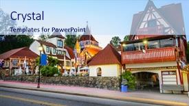  Presentation with skyline - Presentation design having restuarant - helen georgia usa town skyline background and a sky blue colored foreground