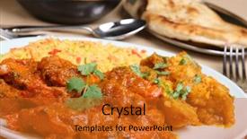  Presentation with chicken curry - Colorful slides enhanced with restuarant - indian chicken vindaloo curry backdrop and a gold colored foreground