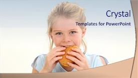  Presentation with eating - Amazing slide deck having resturant - beautiful little girl eating backdrop and a sky blue colored foreground