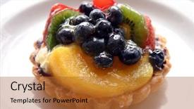  Presentation with crude palm fruit - Presentation design with resturant - fruit tart close up background and a  colored foreground