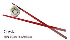  Presentation with chopsticks - Cool new PPT theme with resturant - red chopsticks with sushi backdrop and a white colored foreground