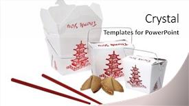  Presentation with chopsticks - Slide set consisting of resturant - takeout containers with red chopsticks background and a white colored foreground