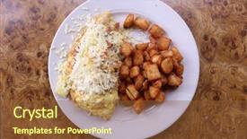  Presentation with white cheese - Cool new presentation with resturant menu - omelet 3 egg omelet backdrop and a tawny brown colored foreground