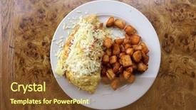  Presentation with empty of wood table top - PPT theme with resturant menu - omelet 3 egg omelet background and a tawny brown colored foreground