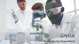  Presentation with microscope - Amazing theme having result microbiology - modern scientist looking backdrop and a light gray colored foreground