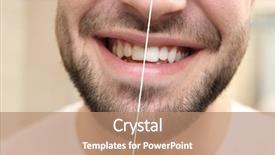  Presentation with teeth whitening - PPT theme with result of teeth whitening smiling background and a coral colored foreground