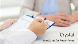  Presentation with medical clipboard - Slides consisting of results - medicine age health care background and a soft green colored foreground