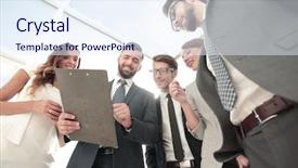  Presentation with strategy - Colorful PPT theme enhanced with results discussion - business team discussing the financial backdrop and a sky blue colored foreground