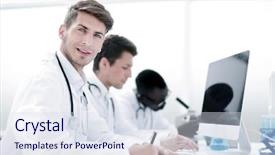  Presentation with journal - Amazing slide set having results in the laboratory journal backdrop and a sky blue colored foreground