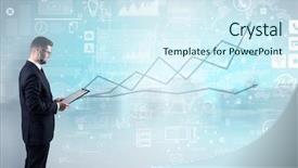  Presentation with company - Cool new slide deck with results of a global company backdrop and a cool aqua colored foreground