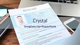  Presentation with resume - Audience pleasing slide set consisting of resume on wooden table backdrop and a sky blue colored foreground