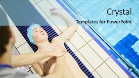  Presentation with resuscitation - Presentation theme with resuscitation - adolescent swimmer lying background and a light blue colored foreground