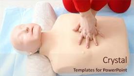  Presentation with mannequin - Beautiful PPT layouts featuring resuscitation - woman practicing cpr on mannequin backdrop and a lemonade colored foreground