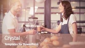  Presentation with customer service face of pretty - Amazing presentation design having retail beverage - flare against pretty smiling barista backdrop and a coral colored foreground