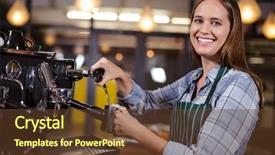  Presentation with milk - Cool new slides with retail beverage - smiling barista making hot milk backdrop and a tawny brown colored foreground