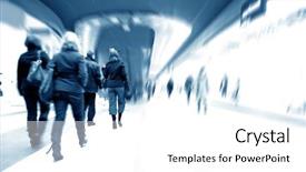  Presentation with bullseye center goal success business - Cool new presentation theme with retail corporation - busy business center people rush backdrop and a white colored foreground