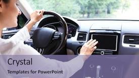  Presentation with self driving car - Cool new presentation with retail corporation - young woman driving car backdrop and a  colored foreground