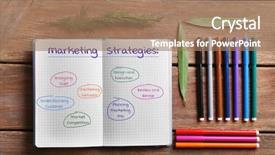  Presentation with strategies - Cool new PPT layouts with retail execution - notebook with scheme of marketing backdrop and a coral colored foreground